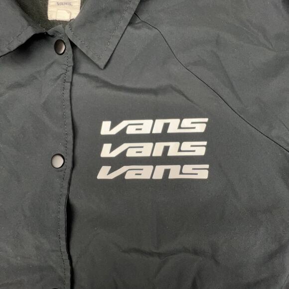 Vans Thank You Coach Jacket XS Black Checkered Sleeve Logo Windbreaker - Picture 5 of 8